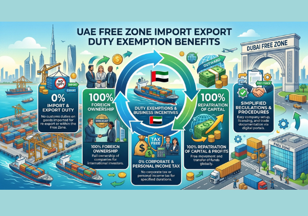 UAE free zone import export duty exemption benefits