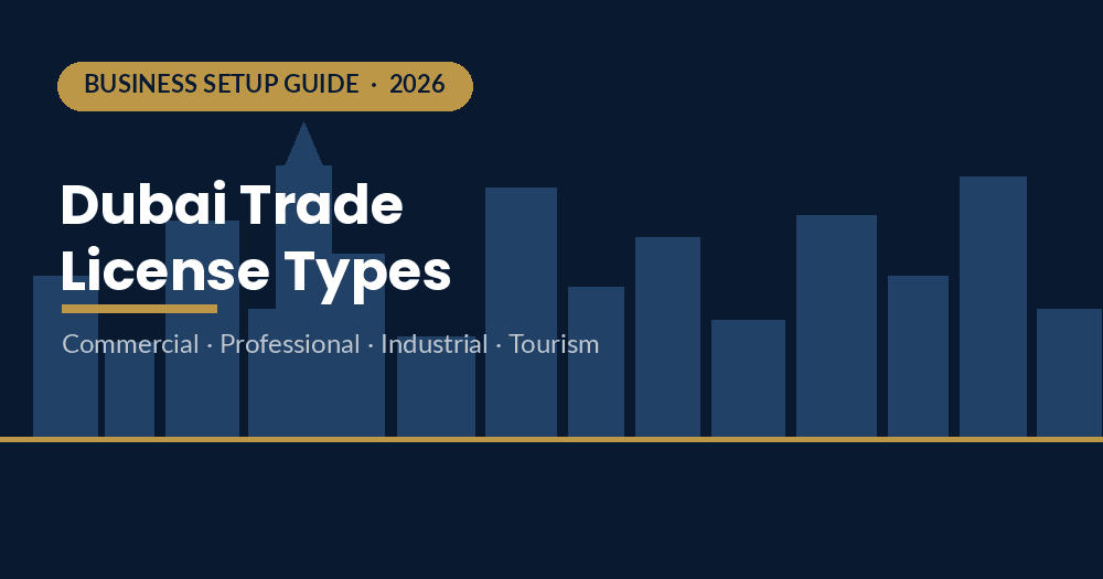 Dubai trade license types 2026 — commercial, professional and industrial